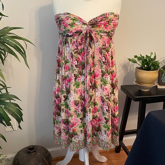 Women's Summer Delicate Dress, Size L Fits Like M, 36.5 Degrees, Pinks/Greens - Picture 1 of 5